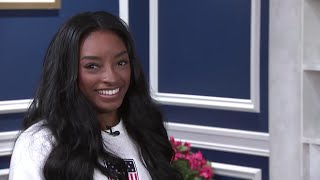 INTERVIEW Simone Biles doesnt rule out the 2028 Olympics after winning the gold in vault [upl. by Eneluj]