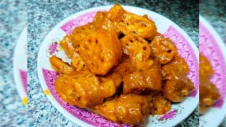 Kamal kakri recipe  Lotus root recipe  tangy juicyyy sweet and sour  new recipe [upl. by Penrod301]