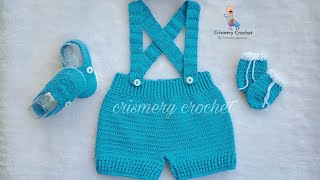 🥰pantalón con tirantesoverol para niño a crochet 0 a 3 meses tutorial paso a paso [upl. by Ibba]