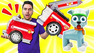 ¡Juegos de coches y camión de bomberos con Paw Patrol La Patrulla Canina en ¡Oh se dañó [upl. by Tansey]