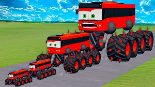 Big amp Small Long Bus Lightning McQueen Thorns Monster Truck vs Thomas Trains  BeamNGdrive [upl. by Taro931]