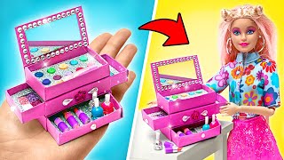 DIY Miniature Glittery Doll Makeup Kit Box With Mirror  EASY amp FUN Crafts 💄🌟 [upl. by Minta129]