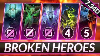 2 MOST BROKEN HEROES in EVERY ROLE  CLIMB MMR FAST in 734D  Dota 2 Meta Guide [upl. by Aehsel199]