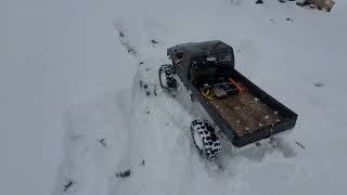 AXIAL SCX6 HONCHO CLOD conversion  SNOW ROMP Plowin thru fresh pow pow [upl. by Mercer]