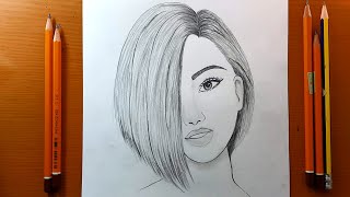 Disegni facili  Una ragazza con bei capelli  schizzo a matita passo dopo passo [upl. by Primavera]