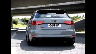 500HP Stage 2 Modified Audi RS3 8V  exhaust sound launch flyby [upl. by Zerdna88]