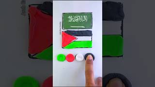 رسمت أعلام الدول العربية كلها💪😁 رسم علم السعودية 🇸🇦 رسم palestine makeuptutorial السعودية art [upl. by Anod]