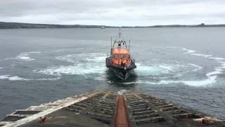 RNLB Storm Rider Visits the Old Penlee Slipway at Mousehole [upl. by Evot]