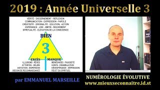 2019 Année Universelle 3 Numérologie Evolutive [upl. by Enneira]