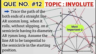 HOW TO DRAW INVOLUTE OF SEMICIRCLE IN ENGINEERING GRAPHICS AND DRAWING QNO12 TIKLESACADEMY [upl. by Nedyrb108]