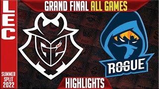 G2 vs RGE Highlights ALL GAMES  Playoffs Grand Final LEC Summer 2022  G2 Esports vs Rogue [upl. by Arne262]