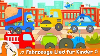 Auto Kinderlied  12 Fahrzeuge für Kinder  Kipplaster Polizei Traktor Feuerwehr Müllauto uvm [upl. by Hoebart]