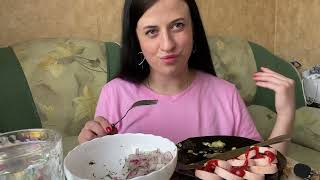 МУКБАНГ САРДЕЛЬКИ КАБАЧКИ НА МАНГАЛЕ МАРИНОВАННЫЙ ЛУК asmr breakfast mukbang топ [upl. by Nihs]