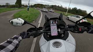 Riding the same roundabout where I crashed  Honda Transalp 750  RAW SOUND4K Onboard [upl. by Savell]