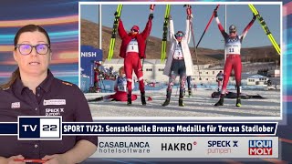 SPORT TV22 Sensation für Österreich  1 Olympische Medaille Langlauf für Stadlober bei Sieg Johaug [upl. by Wojak46]