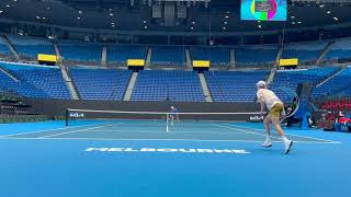 Jannik Sinner Australian Open 2024 court level practice and set play highlights with Dane Sweeny [upl. by Tarabar458]