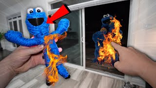 DO NOT MAKE COOKIE MONSTER VOODOO DOLL AT 3 AM CHALLENGE LIT ON FIRE [upl. by Oker]