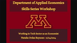 Skills Workshop Working in Tech Sector as an Economist [upl. by Allenod]