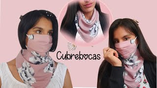 DIY cubreboca con pañoleta ❤🤩 con forro y filtro [upl. by Anuhsal]