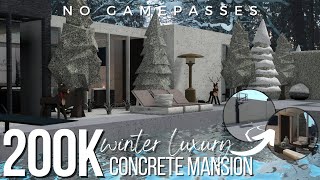 BLOXBURG  NO GAMEPASS Winter Luxury Concrete Mansion  200k  Speedbuild [upl. by Noraj]