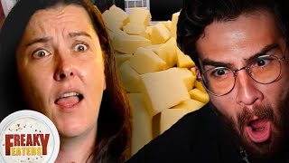 Addicted To Cheese  Hasanabi reacts to Freaky Eaters TLC [upl. by Ulphi917]