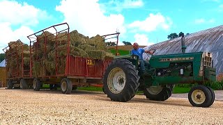 Stacking Small Square Hay Bales Baling Hay 2024 Hay Season [upl. by Lederer]