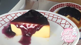 BLUEBERRY CREAM CHEESE FLAN I SUPER SMOOTH LECHE FLAN I CAT in the Kitchen [upl. by Galen178]