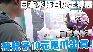 日本景品娃娃竟被兒子10元甩爪出貨｜日本限時水豚君特展【Bobo TV】311claw machine クレーン [upl. by Riatsala932]