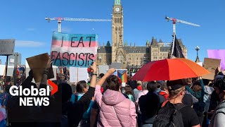 Protests held across Canada over schools gender diversity policies [upl. by Namar134]