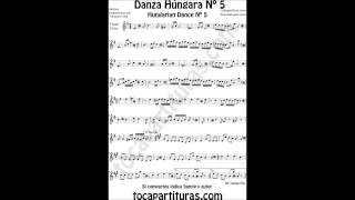 Danza Húngara Nº 5 Partitura de Violin Flauta Sax Trompeta Clarinete Tenor Soprano Viola Cello [upl. by Arrec]