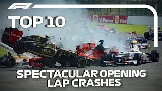 Top 10 Spectacular Opening Lap Crashes in F1 [upl. by Lait195]