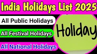 India holidays list 2025 [upl. by Treborsemaj]