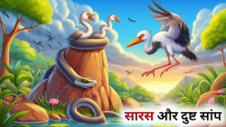 एक सारस और काला सांप की कहानी  Panchatantra Ki Kahani  Hindi Cartoon [upl. by Blaire145]