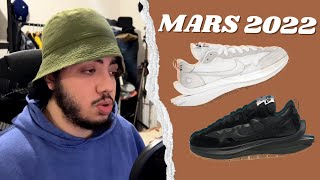 Les plus GROSSES PAIRES de SNEAKERS du mois de MARS 2022 resell date cop ou drop etc [upl. by Xer]