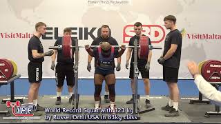 World Record Squat with 321 kg by Russel Orhii USA in 83kg class [upl. by Lauren]