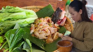 Prepare and eat spicy Raw fish salad sushi sashimiamazing video cook and recipe [upl. by Kcirej]