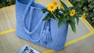 How to make macrame bag  tote  beach bag  DIY bag tutorial  ENPL [upl. by Gonagle]