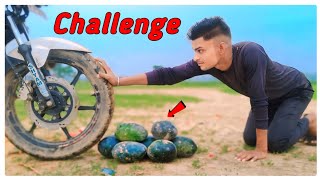 Bike Vs Watermelon  Challenge Science Expriements Video  The Demented Mp Ki Video  Munesh Rana [upl. by Aicnerolf]