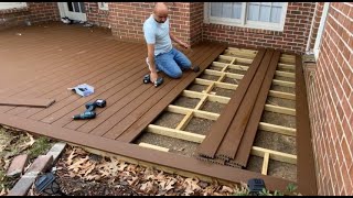 How To Install Picture Frame Trex Composite Decking on Concrete Slab  Backyard Makeover  DIY [upl. by Pardoes350]