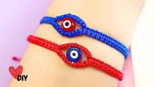 🧿 Súper FÁCIL Pulseras con Ojo Turco y Nudos de Macramé  Técnica Fácil para Principiantes [upl. by Dulcie]