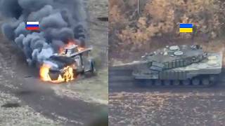 Leopard tank attacks Russian tank convoy and destroys them [upl. by Leima430]