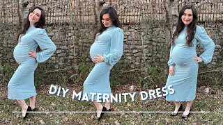 DIY MATERNITY DRESS  How to Make a Stretchy Dress [upl. by Salhcin]