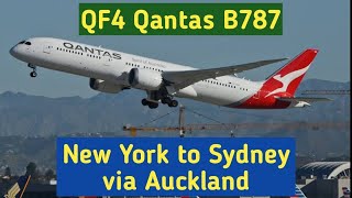 QF4 Qantas B787 New York to Sydney via Auckland qantasairways b777300er sydneyairport jfkairport [upl. by Aissatsan359]