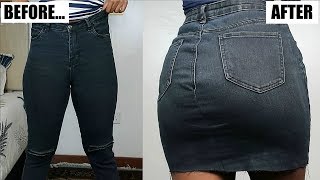 DIY Mini Skirt Out of Jeans  EASY DIY [upl. by Pallua]