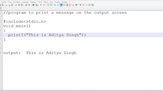 C program to print message on output screen [upl. by Anelyak]