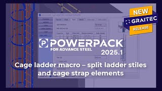 PowerPack for Advance Steel Cage ladder macro – split ladder stiles and cage strap elements [upl. by Akimik60]