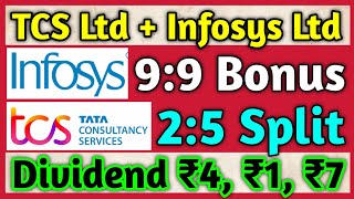 TCS Ltd  Infosys Ltd • Stocks Declared High Dividend Bonus amp Split With Ex Dates [upl. by Bernardine161]