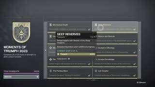 Destiny 2  All Moments Of Triumph 2023 Triumphs amp Rewards  Title Seal Completion [upl. by Avik957]