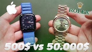 Apple Watch vs Rolex Day Date  The Battle Features Design Battery Life [upl. by Nuavahs]