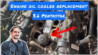 How To Replace an Oil CoolerOil Cooler Housing  Common 36 Pentastar Oil Leak Problem dodge [upl. by Aicek]